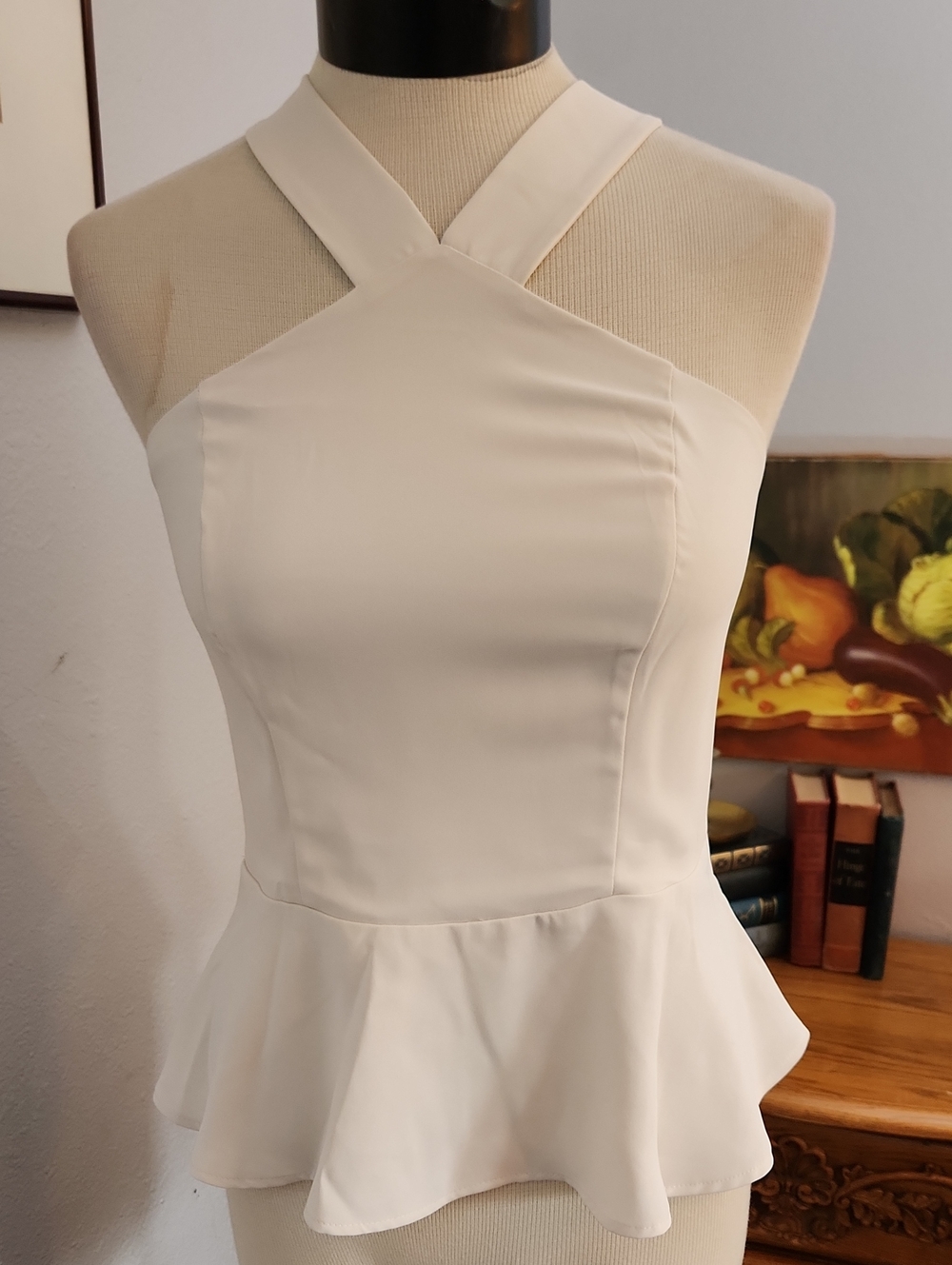 Express Off White Peplum Top NWT Small Pullover Smocked Back Coquette Girl